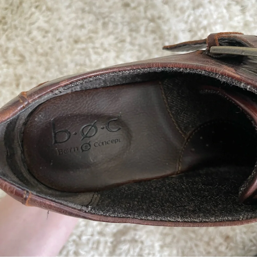 BOC Born Concepts Brown Leather Wedge Clog Cottagecore Shoes Size 10 - Picture 7 of 7